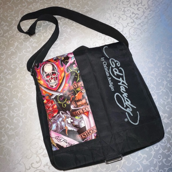 Christian Audigier Other - Christian Audigier Ed Hardy Messenger Laptop Bag Death Before Dishonor